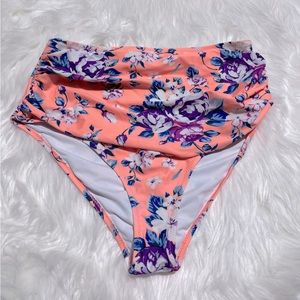 Cupshe floral high waisted bikini bottoms size L
